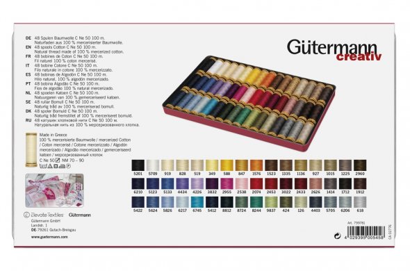 Gütermann Baumwollbox No.50 (48 Farben/ 100 m)