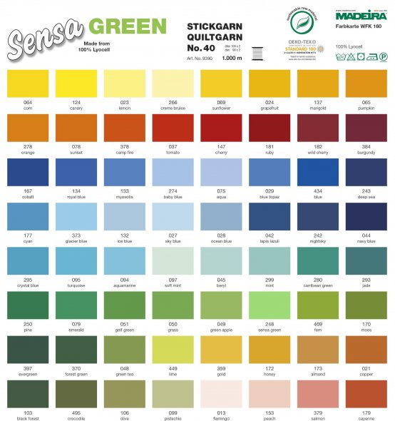 Madeira Sensa Green No.40 Garntruhe groß (120 Farben/ 1000 m/ weiß)
