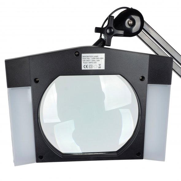 Semplix LED Lupen-Lampe 3D schwarz (Linse 189 mm x 157 mm/ Tischklemme)