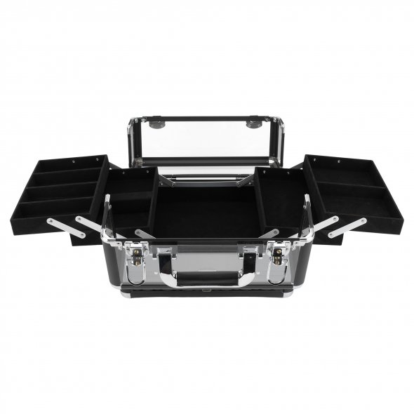 Multi-Box/ Nähkoffer/ Schmuckkasten/ Schminkkoffer (schwarz/ silber)