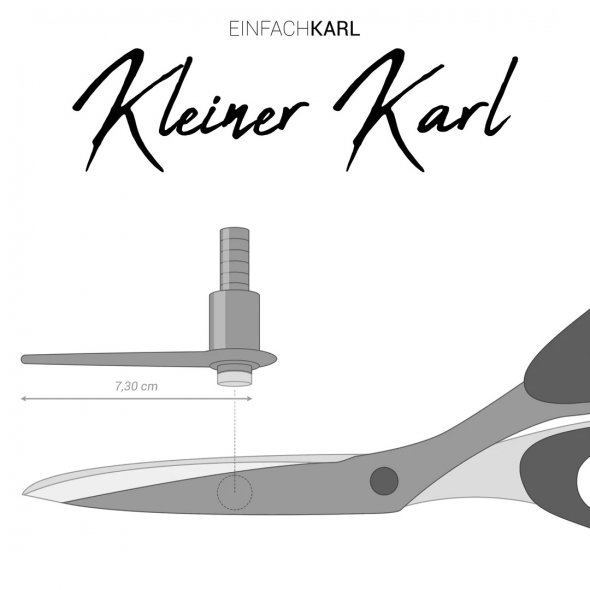 Kleiner Karl - Zuschneidehilfe silber (Aluminium/ glasperlengestrahlt)