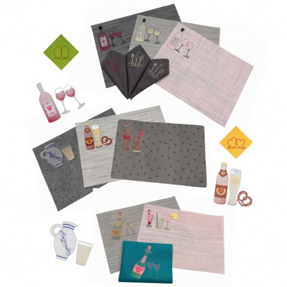 Nähwelt Flach Stickmuster USB "Party Drinks" (12 Stickmuster)