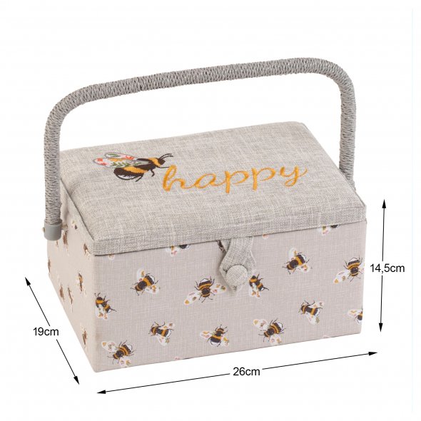 Nähkorb "Happy-Bienen" (bestickt/ 26 x 19 x 14,5 cm)