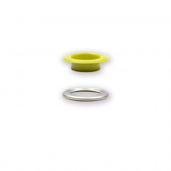 Prym Ösen mit Scheiben (14 mm/ gelb-silberfarbig/ 15 St.)