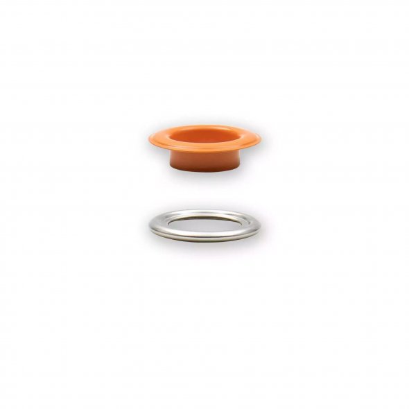 Prym Ösen mit Scheiben (14 mm/ orange-silberfarbig/ 15 St.)