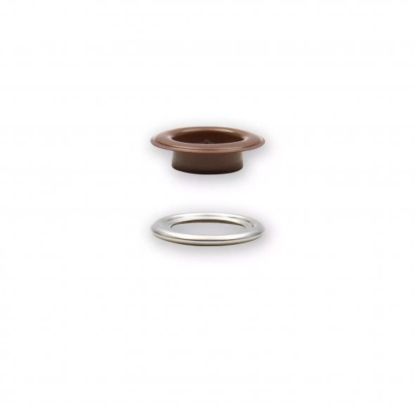 Prym Ösen mit Scheiben (14 mm/ dunkelbraun-silberfarbig/ 15 St.)