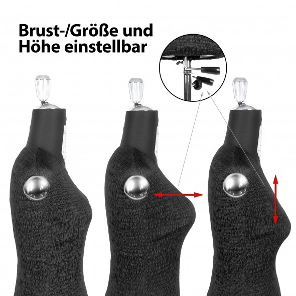 Fabma Schneiderpuppe/Schneiderbüste / Arm links / mit Rollen (weiblich / Größe 36 - 48 / schwarz / verstellbar)