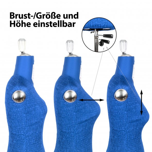 Fabma Schneiderpuppe/Schneiderbüste / Arm links / mit Rollen (weiblich / Größe 36 - 48 / blau / verstellbar)