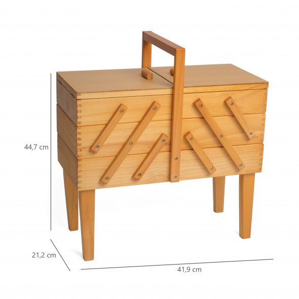 Holz-Nähkästchen mit 3 Ebenen