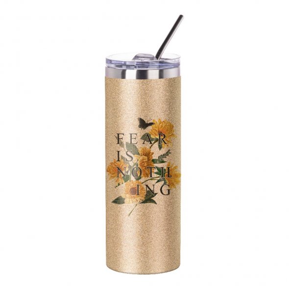 Thermo-Becher Glitter mit Deckel und Strohhalm (600 ml / farbig / für Sublimationsdrucke geeignet)