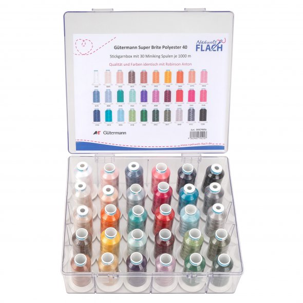 Gütermann Super Brite Stickgarnbox Polyester 40 (1.000 m / 30 Spulen)