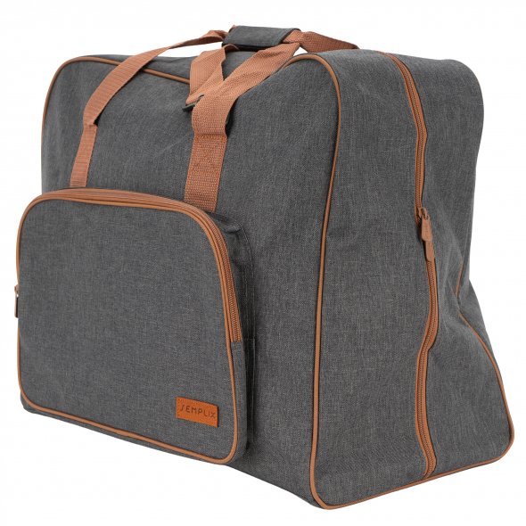 Semplix Nähmaschinentasche XL anthrazit/braun (52 x 40 x 27 cm)