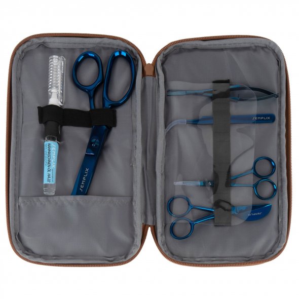 Semplix Aufbewahrungstasche mit Scheren-Set und Ölstift anthrazit/braun