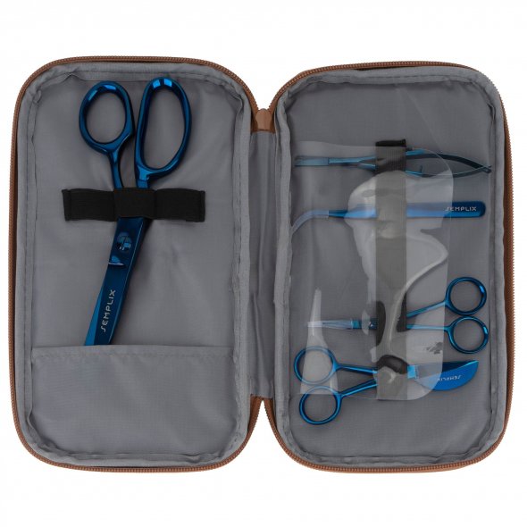 Semplix Aufbewahrungstasche mit Scheren-Set anthrazit/braun