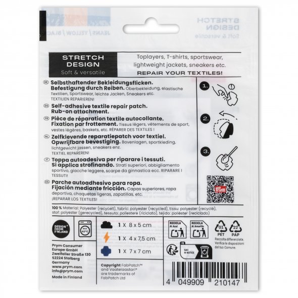 Prym Rub-On Patch STRETCHDESIGN (3 Stück / verschiedene Motive) Blitz Wolke