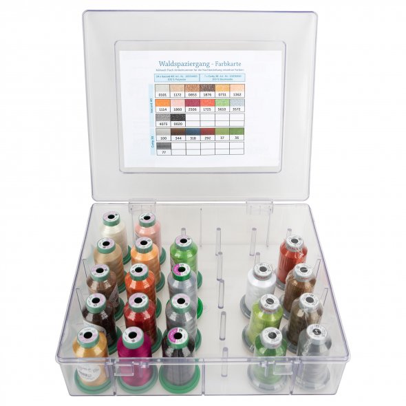 Stickgarn-Box Waldspaziergang (14 Farben Isacord 40 a 1000 m + 7 Farben Cotty 30 a 500 m)