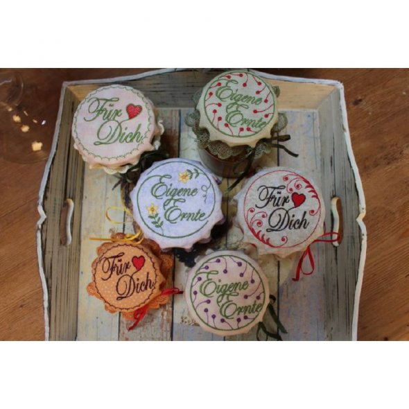 Windesign Stickmuster USB "Häubchen für`s Marmeladenglas" Lacetechnik (12 Designs)