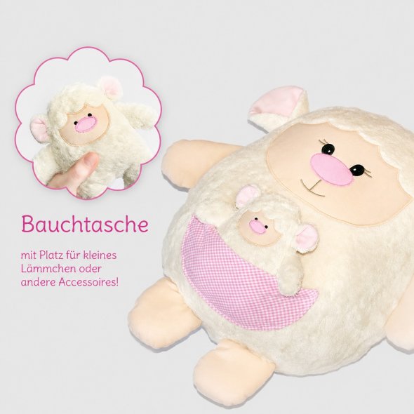 Kullaloo Kuscheltier Schaf LARI 2 versch. Größen und Gesichter (Nähanleitung)