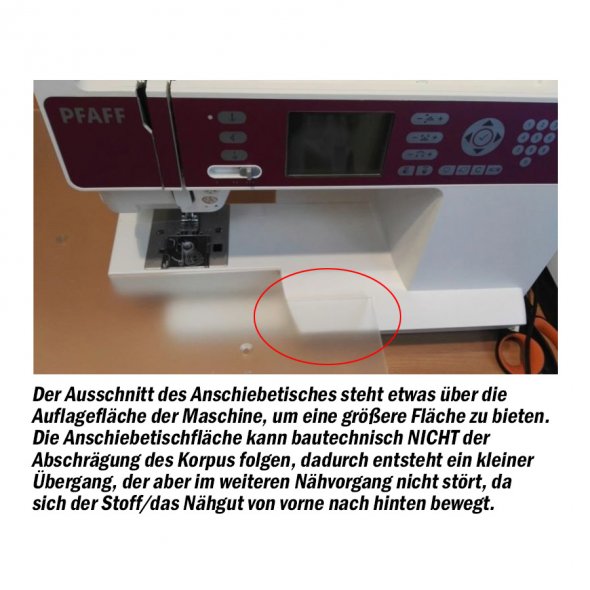 Anschiebetisch für Pfaff Ambition Serie (Acryl/ 600 x 400 mm)