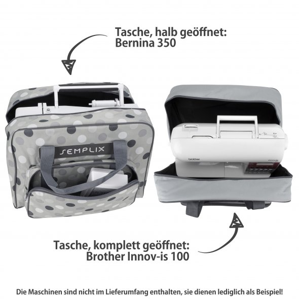 Semplix Nähmaschinentasche Polka Dots (stein/grau)