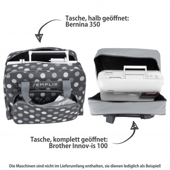 Semplix Nähmaschinentasche Polka Dots (anthrazit/grau)