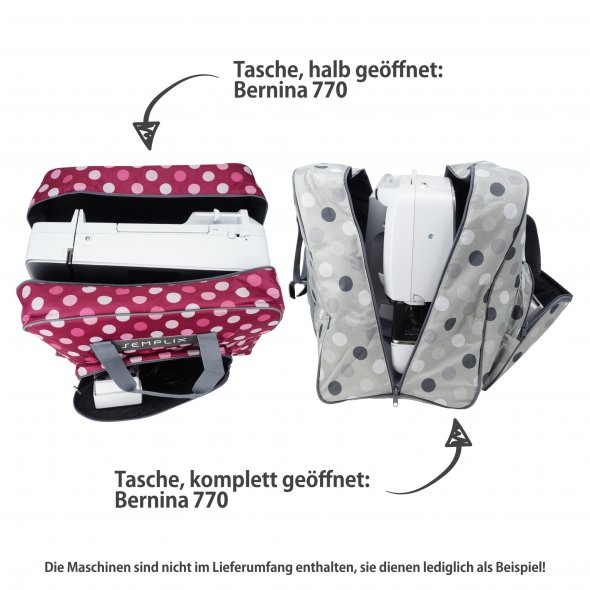Semplix Nähmaschinentasche XL Polka Dots (beere/rosa)