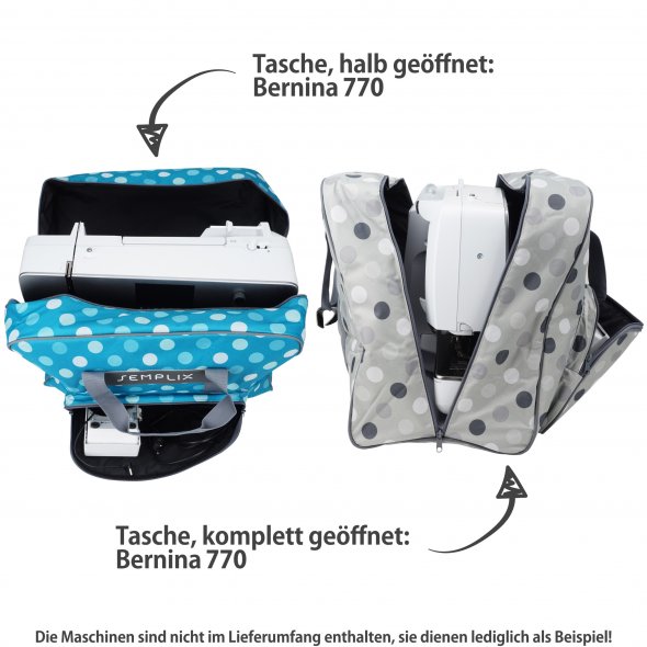 Semplix Nähmaschinentasche XL Polka Dots (petrol/türkis)