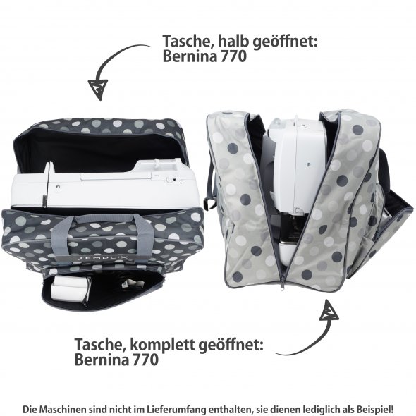 Semplix Nähmaschinentasche XL Polka Dots (anthrazit/grau)