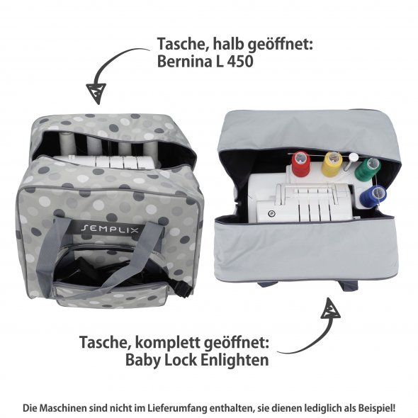 Semplix Overlocktasche-Coverlocktasche Polka Dots (stein/grau)