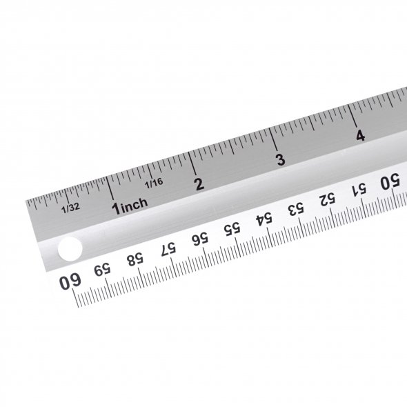 Semplix Aluminium Lineal (Skalierung 60 cm + 24 Inch/ Länge 61 cm)