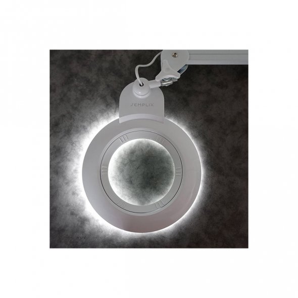 Semplix LED Lupen-Tischlampe weiß (60 PCS LED/ 3D Linse/ dimmbar/ Tischklemme)