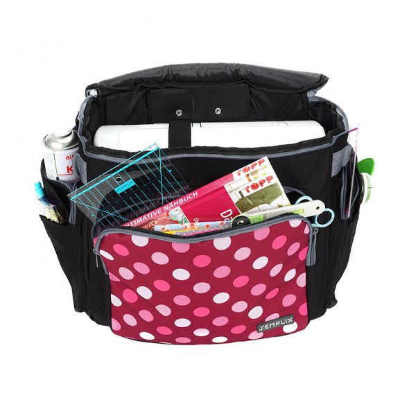 Semplix Nähmaschinentrolley Polka Dots beere/rosa