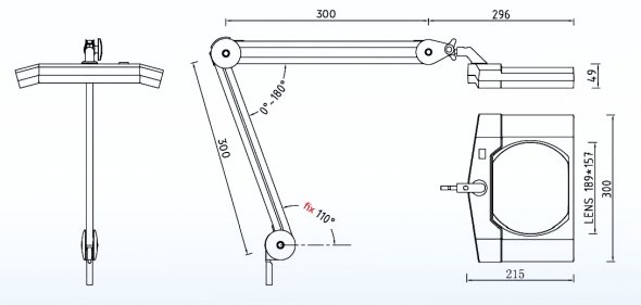 Semplix LED Lupen-Lampe 3D weiß (Linse 189 mm x 157 mm/Tischstandfuß)