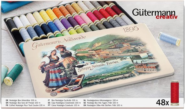 Gütermann Nostalgie-Box Allesnäher (48 Farben/ 100 m)