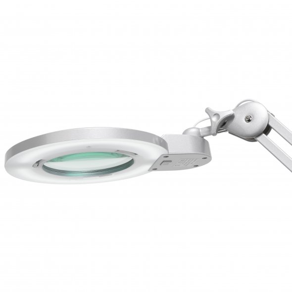 Semplix LED Lupen-Tischlampe silber (60 PCS LED/ 3D Linse/ dimmbar/ Tischklemme)