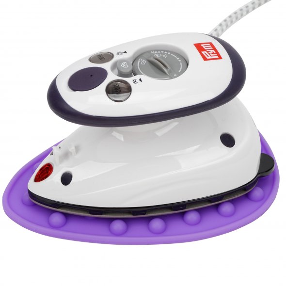 Semplix Bügelunterlage grau + Mini-Bügeleisen + Silikon Ablage lila