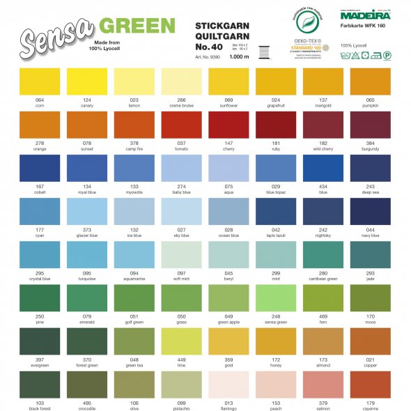 Madeira Sensa Green No.40 Garntruhe groß (120 Farben/ 1000 m/ Teak)