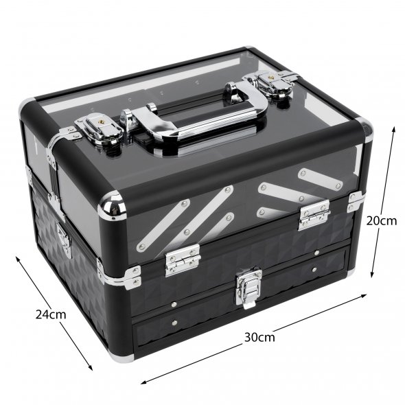 Multi-Box/ Nähkoffer/ Schmuckkasten/ Schminkkoffer (schwarz/ silber)