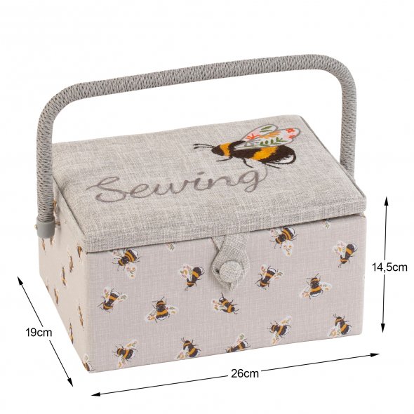 Nähkorb "Sewing-Bienen" (bestickt/ 26 x 19 x 14,5 cm)