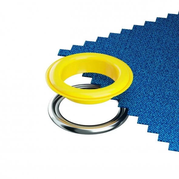Prym Ösen mit Scheiben (14 mm/ gelb-silberfarbig/ 15 St.)