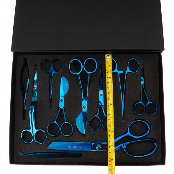Semplix Scheren-Set (blau / 10-teilig / mit Geschenkbox)