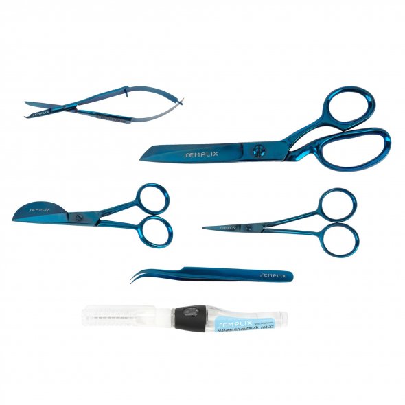 Semplix Aufbewahrungstasche mit Scheren-Set und Ölstift anthrazit/braun