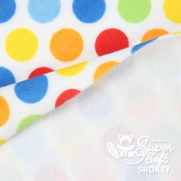 Kullaloo Plüsch SHORTY Hula Dots multi (Meterware / 1,5 mm Florlänge / SuperSoft / Stoff): 1,0m