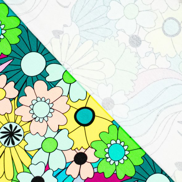 Baumwoll-Stoff Jersey Gesichter und Blumen by Karina+Kind