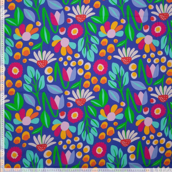 Baumwoll-Stoff Popeline Bunte Blumen by Karina+Kind