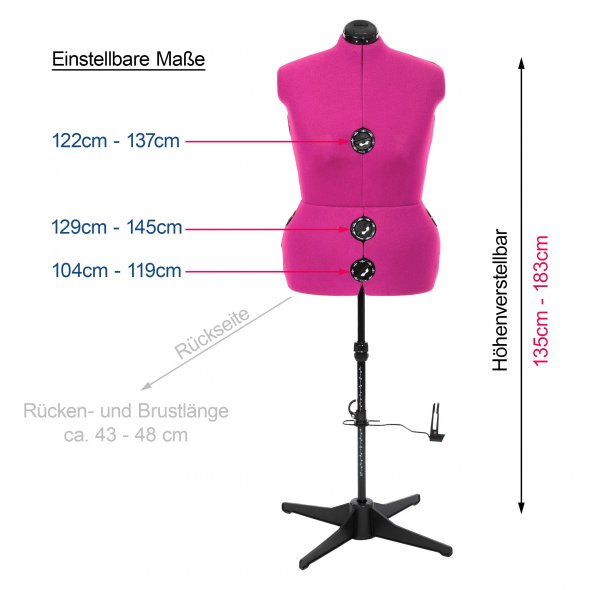 Schneiderpuppe/Schneiderbüste DIANA D pink gebraucht (verstellbar)