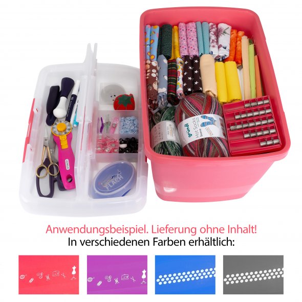 Große stabile Nähbox - Nähkoffer - Kunststoffbox (blau)