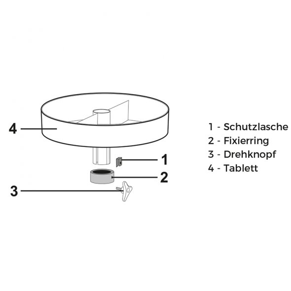 Semplix Ablage (Tablett) (zum Anschrauben für Lampenfuß-Standfuß mit 6 Rollen rund - FS3)