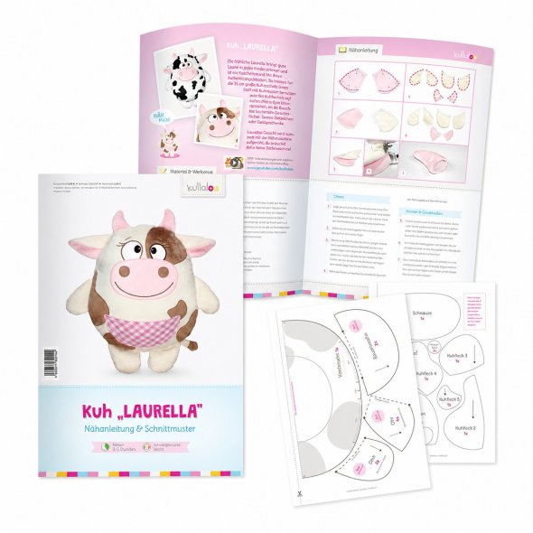 Kullaloo Kuscheltier Kuh LAURELLA 2 versch. Größen (Nähanleitung)