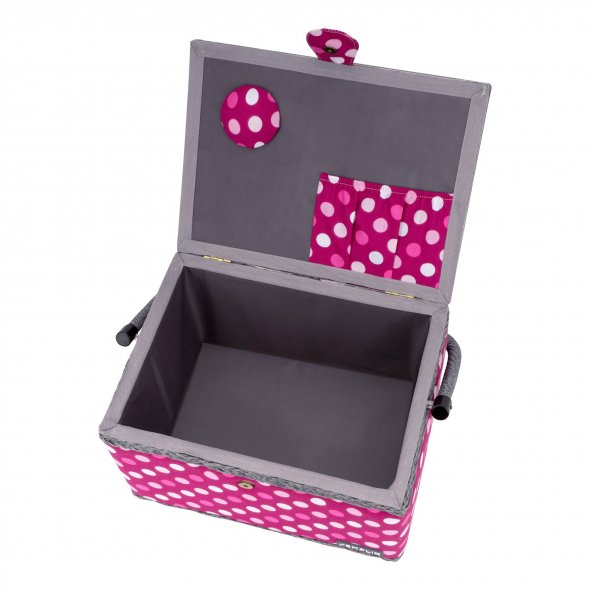 Semplix Nähkorb Polka Dots beere/rosa (L/30,5 x 22,5 x 19 cm)